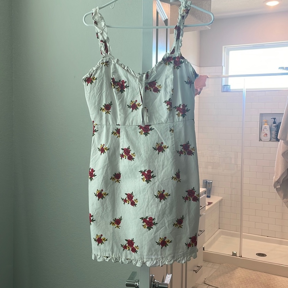 White Mini Dress w/ floral print